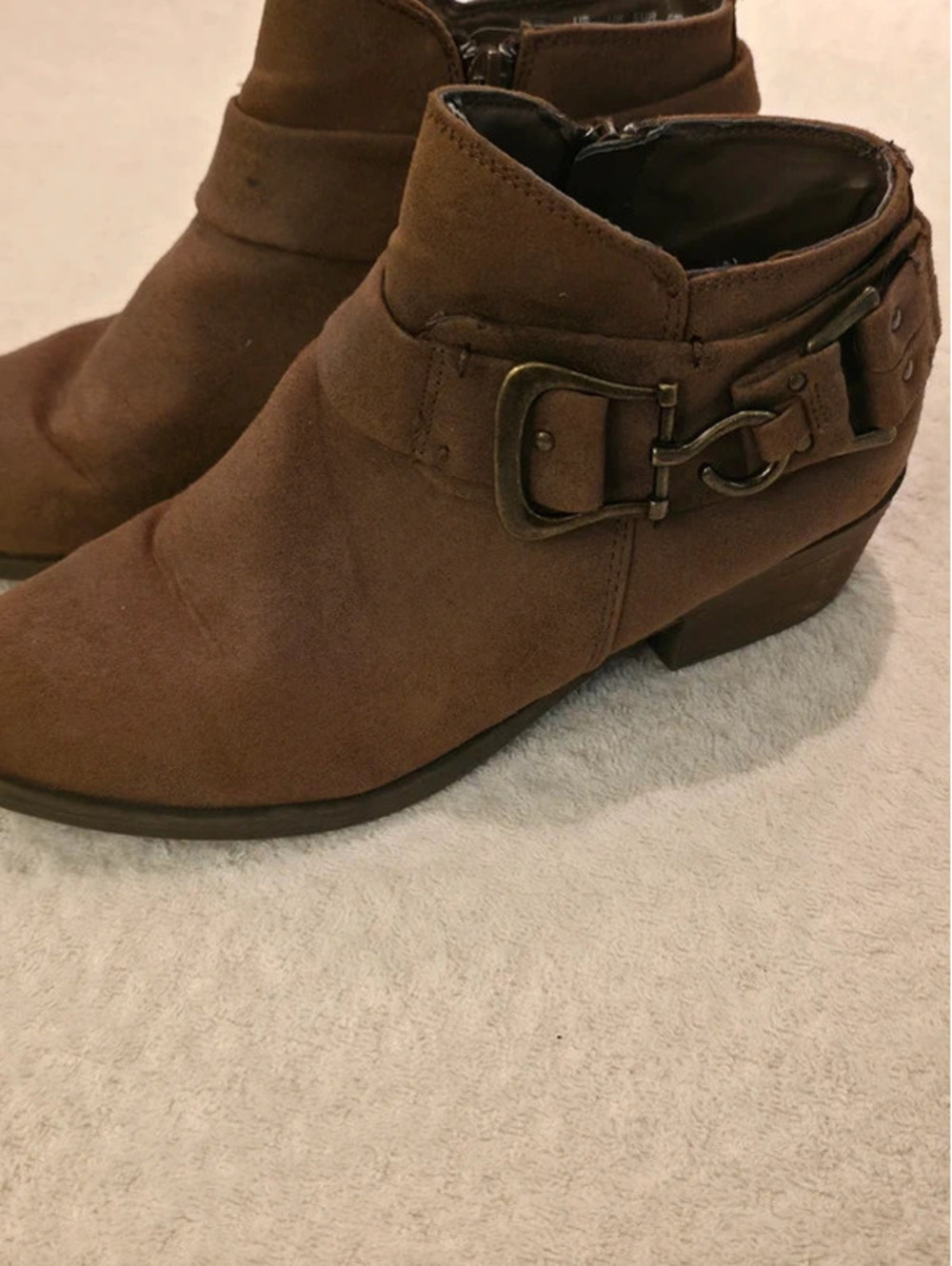 Ladies size 7 booties brown leather